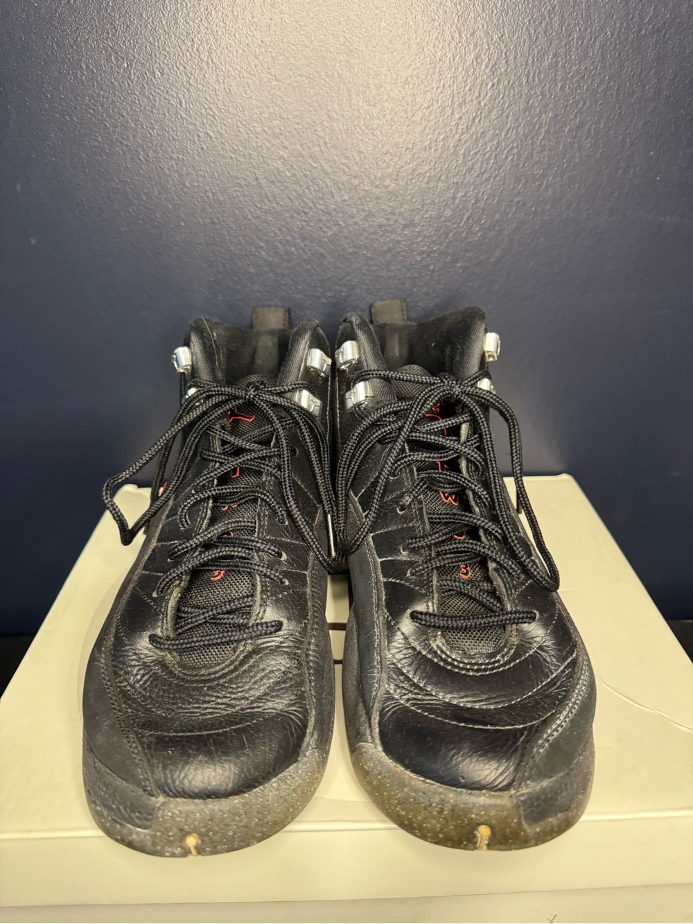 Air Jordan 12 Retro Black Red Youth Size 7Y Basketball Shoes